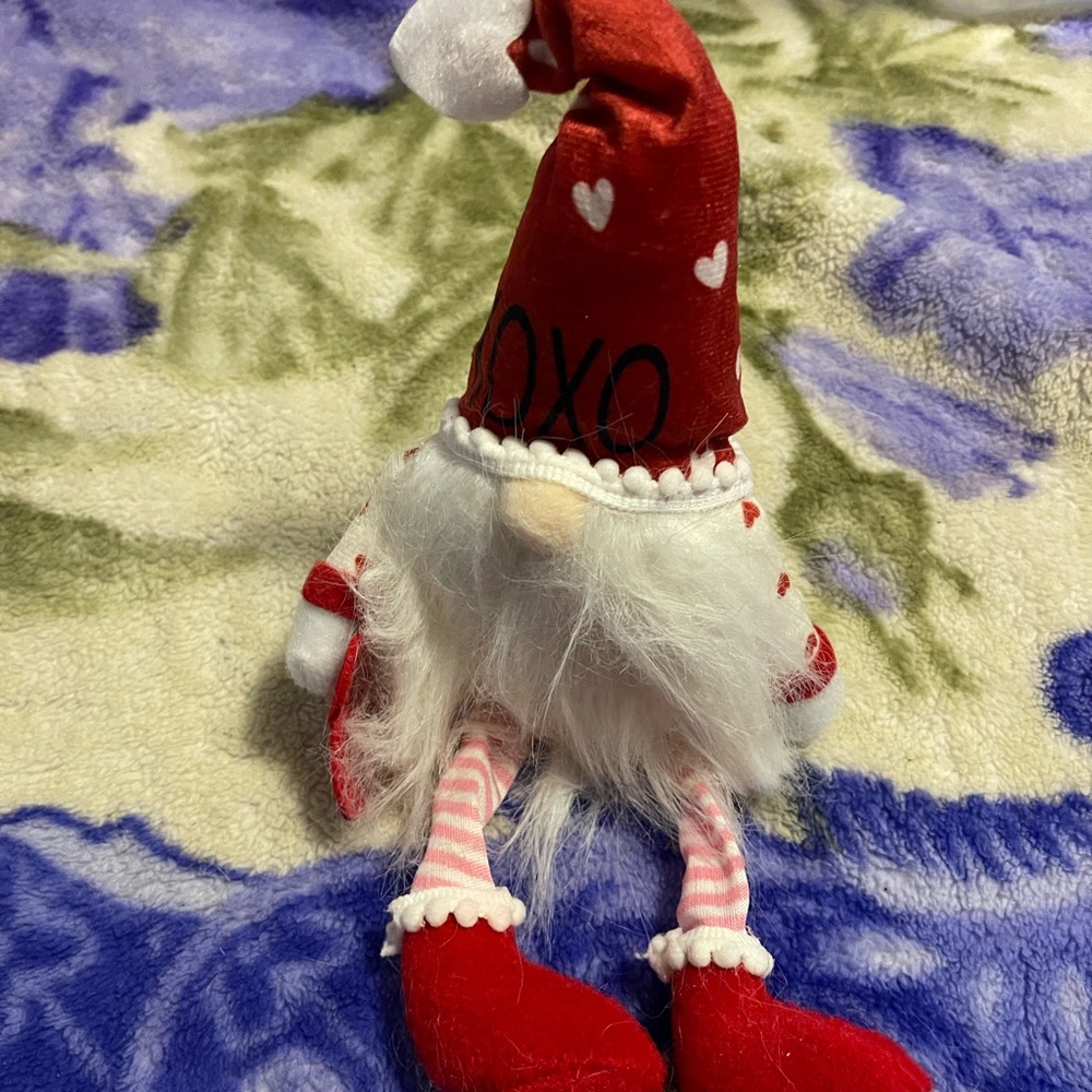 Festive Red Gnome Plush with Heart Accents
